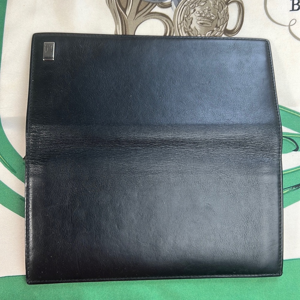 Auth. Dunhill Black Leather Long Bifold Wallet Card Bill holder Roomy Heavy duty - Picture 7 of 17